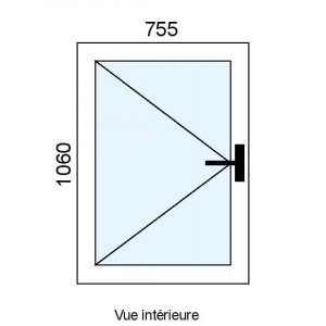 Fenêtre PVC 1 vantail L755...