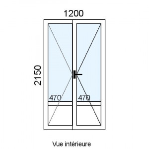 Porte-fenêtre PVC 2 vantaux...