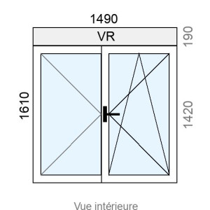 Fenêtre PVC OB 2 vantaux L1490 x H1420