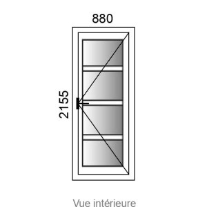 Porte d'entrée ALU 1 vantail LUMIA-3TDA L880 x H2155