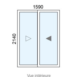 Baie coulissante Alu 2 vantaux L1590 x H2140