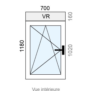 Fenêtre PVC OB 1 vantail L700 x H1020