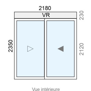 Baie coulissante Alu 2 vantaux L2180 x H2120