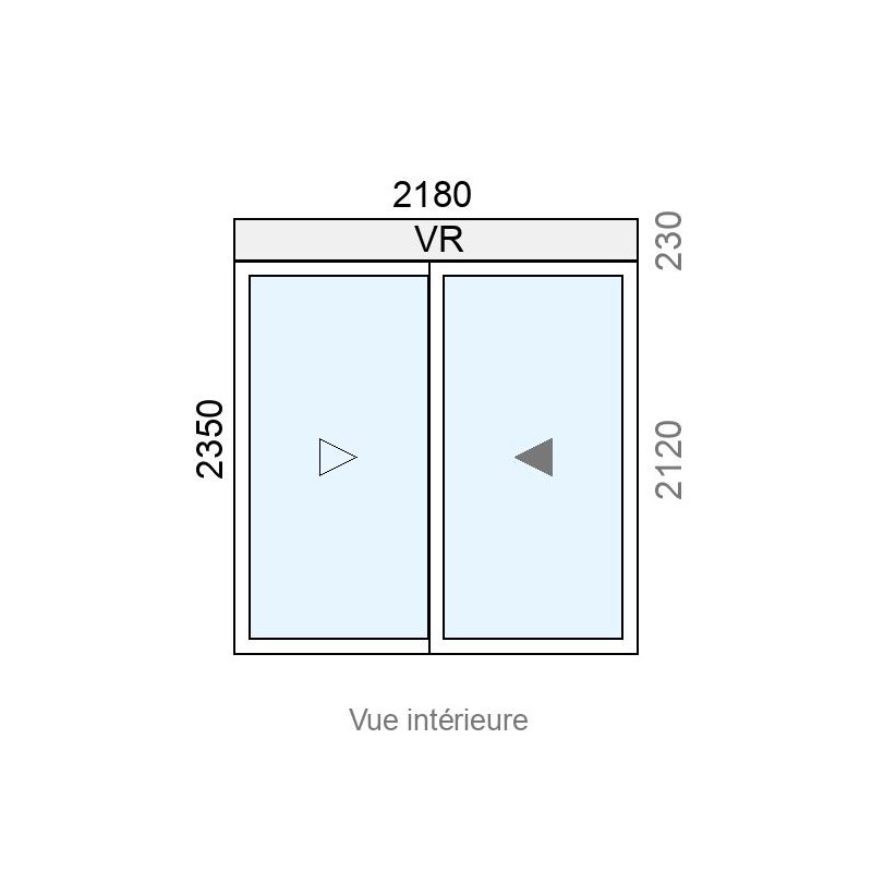 small-Baie coulissante Alu 2 vantaux L2180 x H2120