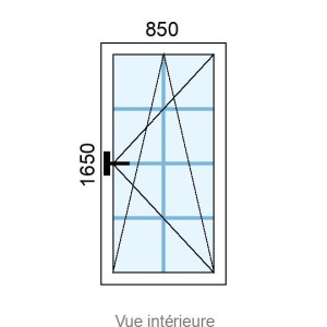 Fenêtre PVC OB 1 vantail L850 x H1650