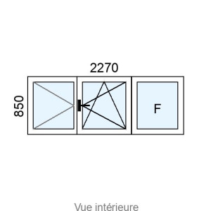 Fenêtre Alu OB 2 vantaux + fixe latéral L2270 x H850