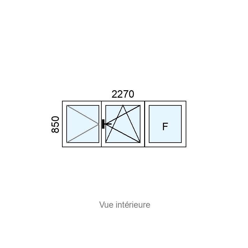 small-Fenêtre Alu OB 2 vantaux + fixe latéral L2270 x H850