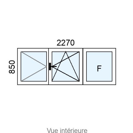 Fenêtre Alu OB 2 vantaux + fixe latéral L2270 x H850