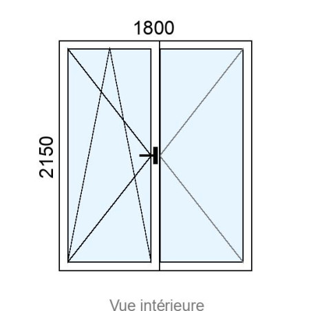 Porte-fenêtre PVC 2 vantaux L1800 x H2150