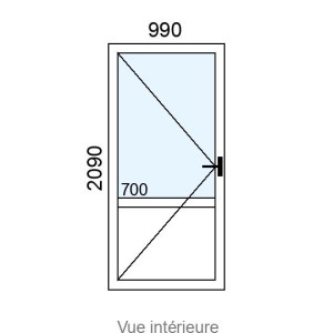 Porte d'entrée PVC 1 vantail L990 x H2090