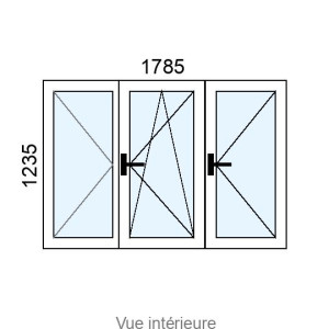 Fenêtre PVC OB 3 vantaux L1785 x H1235