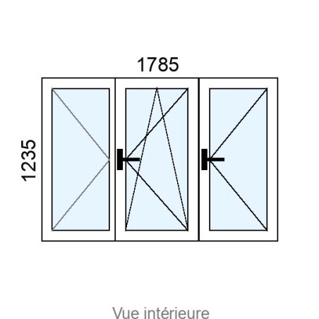 Fenêtre PVC OB 3 vantaux L1785 x H1235