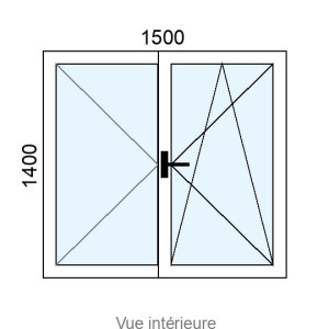 Fenêtre PVC OB 2 vantaux L1500 x H1400