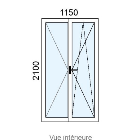 Fenêtre PVC OB 2 vantaux L1150 x H2100