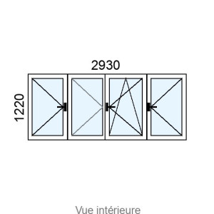 Fenêtre PVC plaxé OB 4 vantaux L2930 x H1220