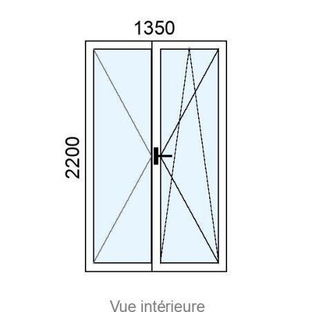 Porte-fenêtre PVC 2 vantaux L1350 x H2200