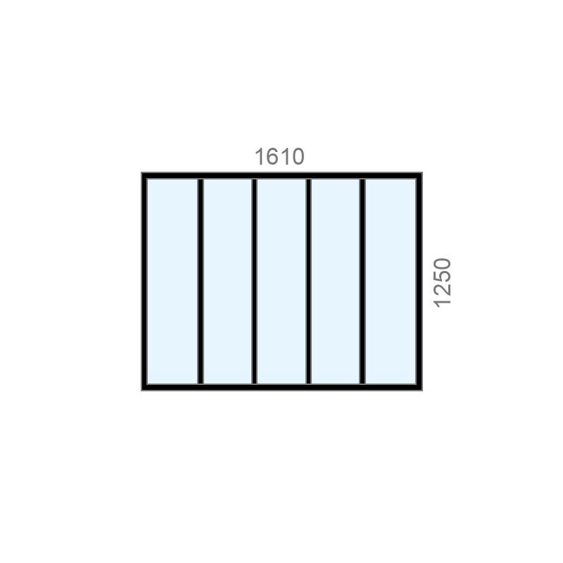 small-Verrière dimensions standard L1610 x H1250, 5 vitrages