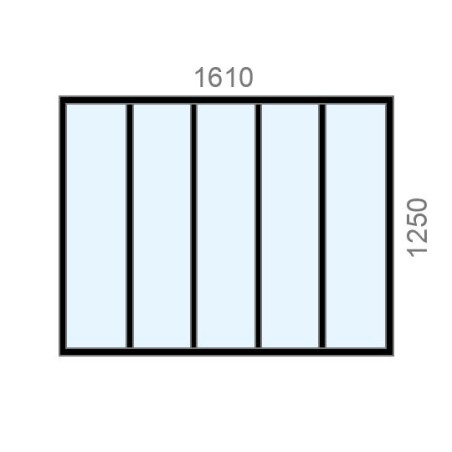 Verrière dimensions standard L1610 x H1250, 5 vitrages