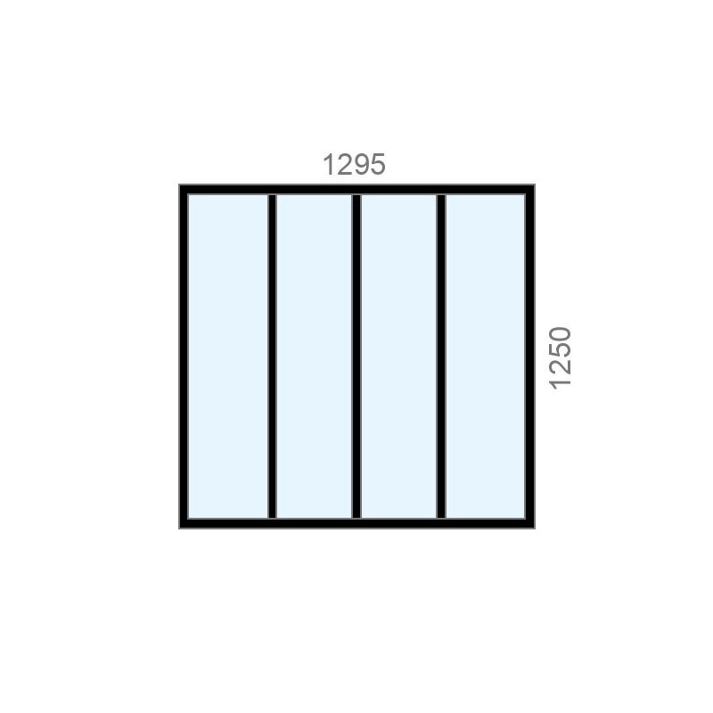 small-Verrière dimensions standard L1295 x H1250, 4 vitrages