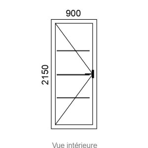 Porte d'entrée ALU 1 vantail CLEO PI ( pleine, avec inserts inox ) L900 x H2150