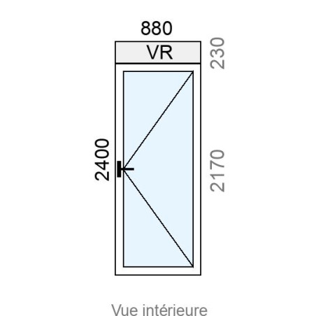 Porte-fenêtre PVC 1 vantail L880 x H2170