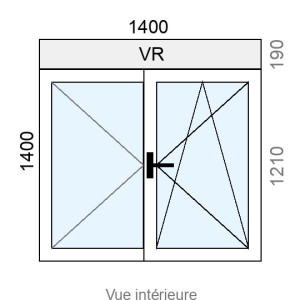 Fenêtre Alu OB 2 vantaux L1400 x H1400