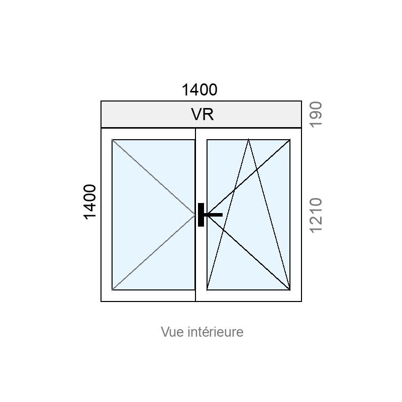 small-Fenêtre Alu OB 2 vantaux L1400 x H1400