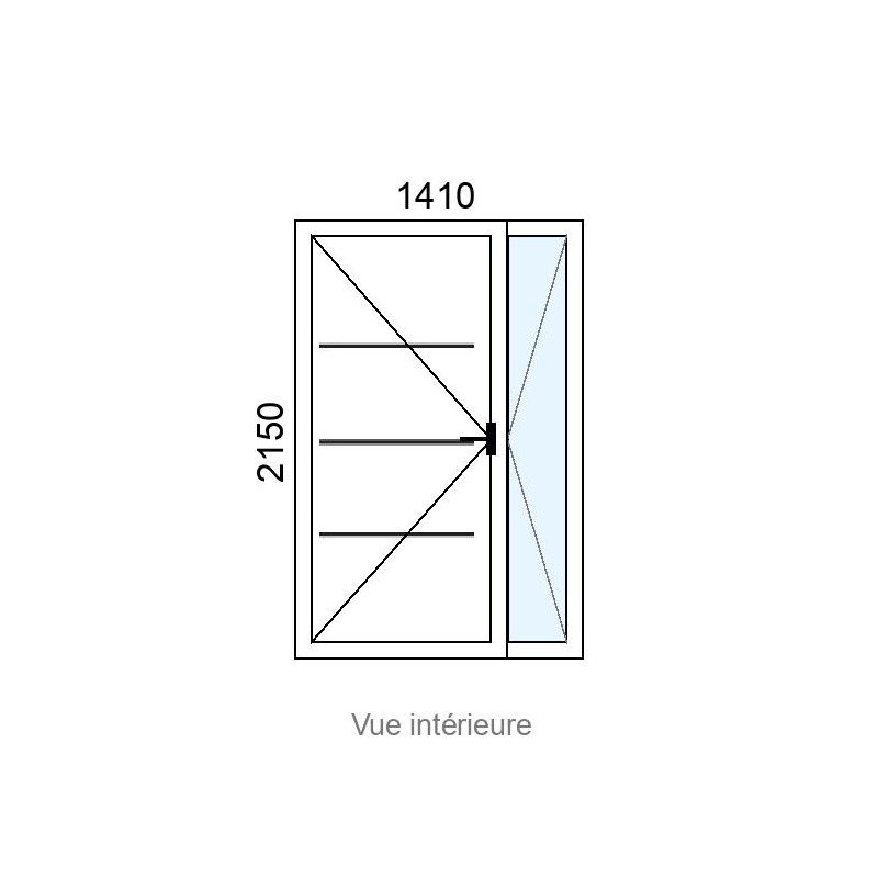 small-Porte d'entrée ALU 2 vantaux CLEO PI ( pleine, avec inserts inox ) L1410 x H2150