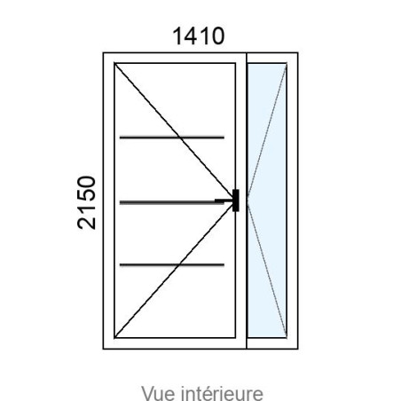 Porte d'entrée ALU 2 vantaux CLEO PI ( pleine, avec inserts inox ) L1410 x H2150