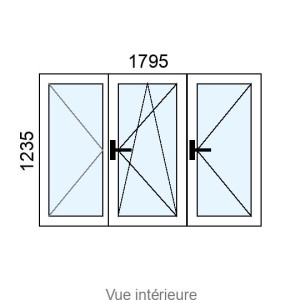 Fenêtre PVC OB 3 vantaux L1795 x H1235