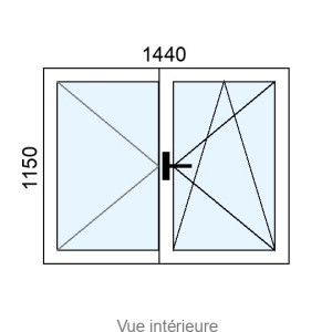 Fenêtre PVC OB 2 vantaux L1440 x H1150