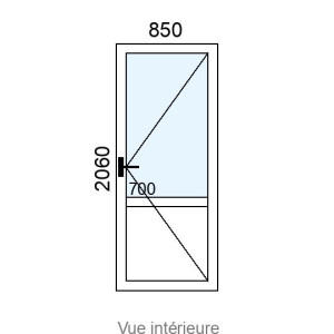 Porte-fenêtre PVC 1 vantail L850 x H2060