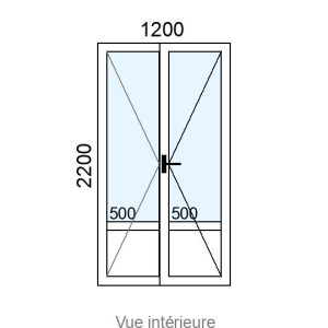 Porte-fenêtre PVC 2 vantaux L1200 x H2200