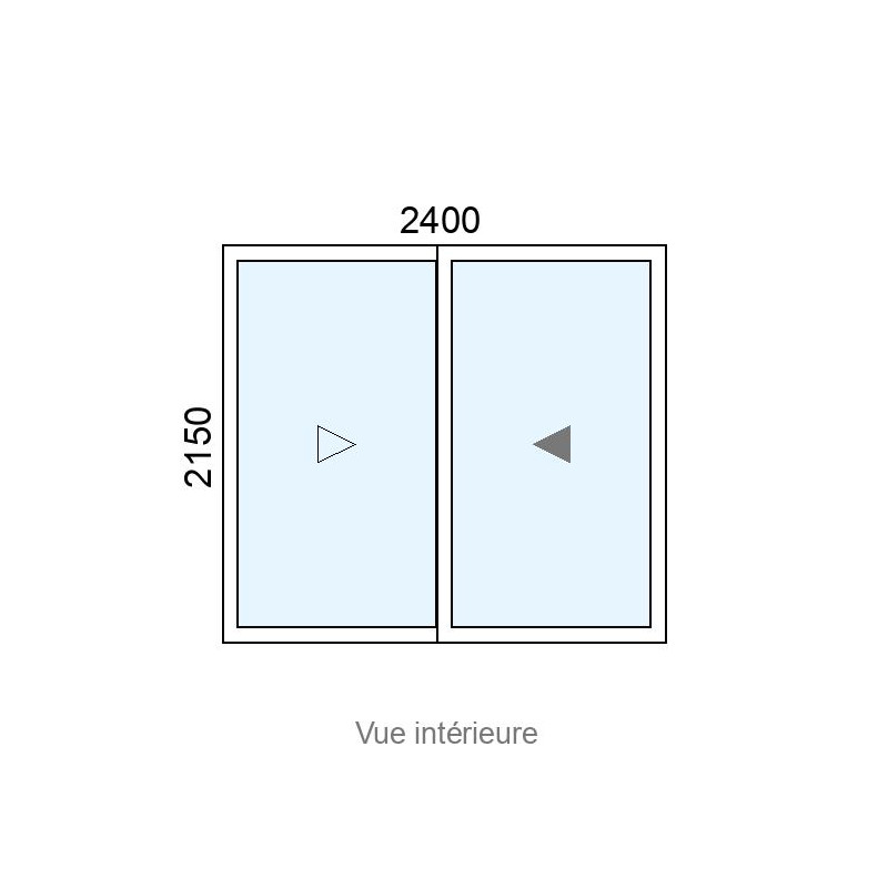 small-Baie coulissante Alu 2 vantaux L2400 x H2150