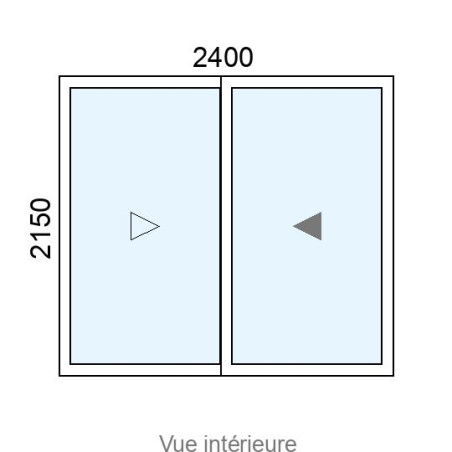 Baie coulissante Alu 2 vantaux L2400 x H2150