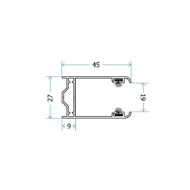 small-Lot de 2 x Coulisse aluminium 45x27 Lg  2000 mm coloris Blanc