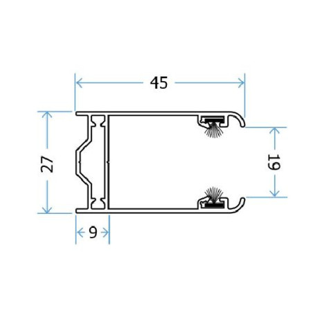 Lot de 2 x Coulisse aluminium 45x27 Lg  2000 mm coloris Blanc