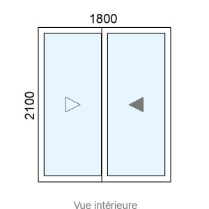 Baie coulissante Alu 2 vantaux L1800 x H2100