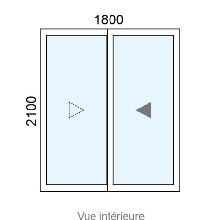 Baie coulissante Alu 2 vantaux L1800 x H2100