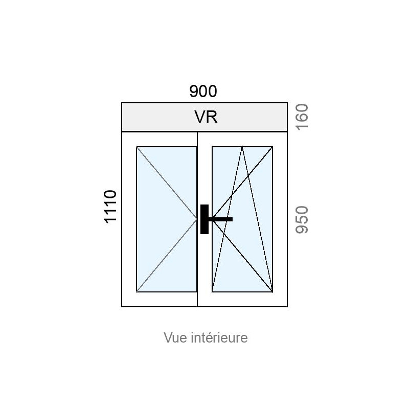 small-Fenêtre Alu OB 2 vantaux L900 x H950