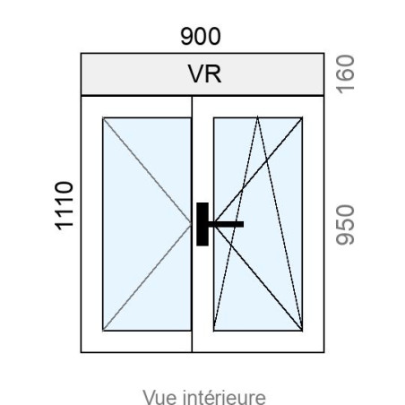 Fenêtre Alu OB 2 vantaux L900 x H950