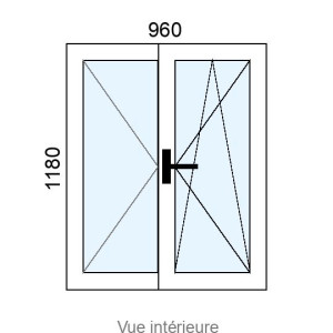 Fenêtre Alu OB 2 vantaux L960 x H1180