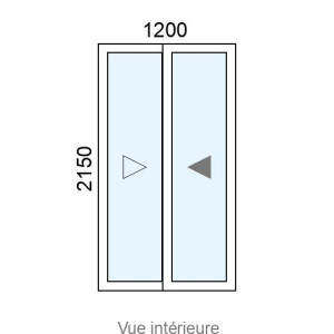 Baie coulissante Alu 2 vantaux L1200 x H2150