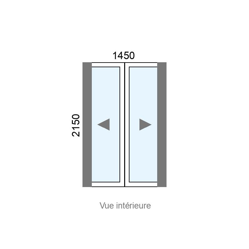 small-Coulissant Alu galandage 2 vantaux monorail L1450 x H2150