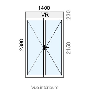 Porte-fenêtre PVC 2 vantaux L1400 x H2150