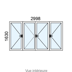 Fenêtre PVC 4 vantaux  L2998 x H1630