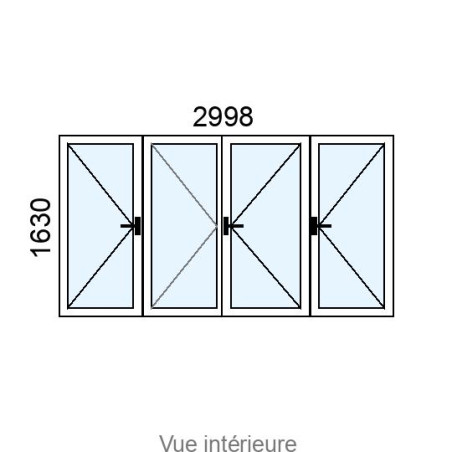 Fenêtre PVC 4 vantaux  L2998 x H1630