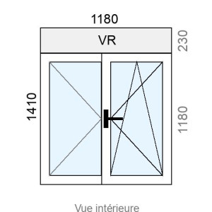 Fenêtre PVC OB 2 vantaux L1180 x H1180