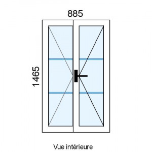 Fenêtre PVC 2 vantaux L885...