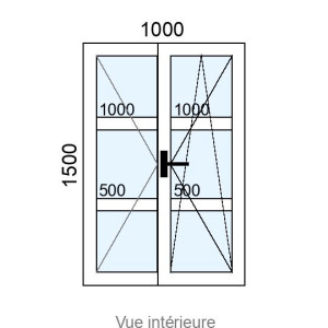 Fenêtre PVC OB 2 vantaux L1000 x H1500